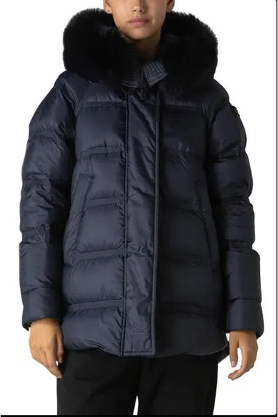 Peuterey Takan Down Jacket In Black In Blue