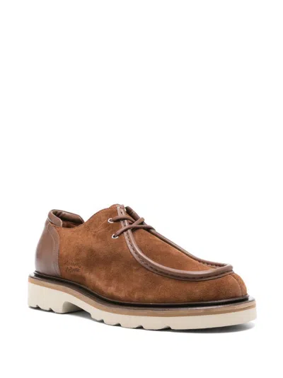 Maison Kitsuné Suede Leather Derbies For Men In Brown
