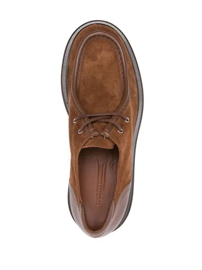 Maison Kitsuné Suede Leather Derbies For Men In Brown