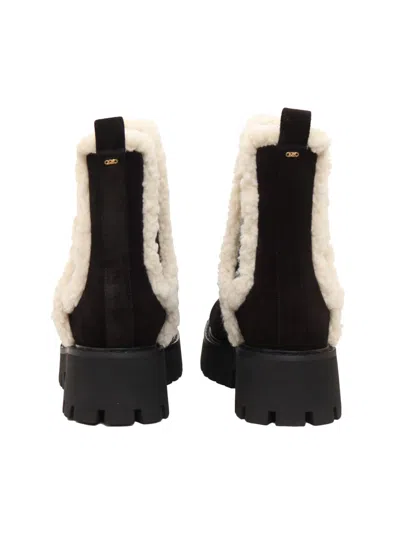 Michael Kors Asher Suede And Faux Shearling Boot In Black