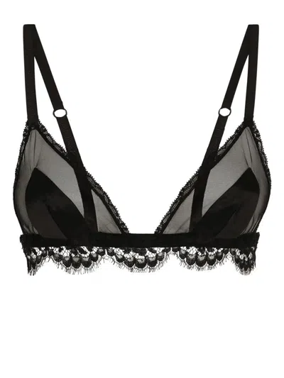 Dolce & Gabbana Black Lace Triangle Bra With Matching Inserts For Women In Black