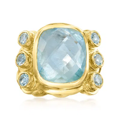 Ross-simons Aquamarine And . Sky Blue Topaz Ring In 18kt Gold Over Sterling In Blue