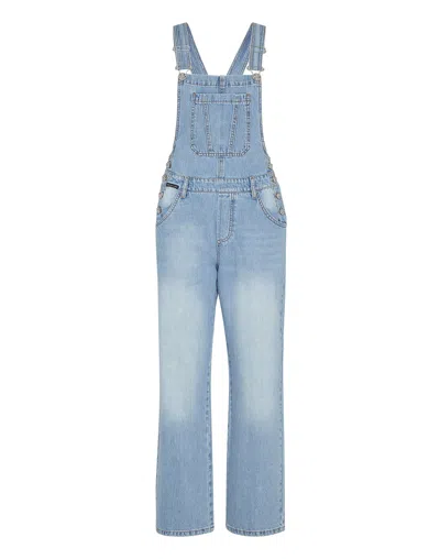 Shop Philipp Plein Denim Jumpsuit Iconic Plein In Multi