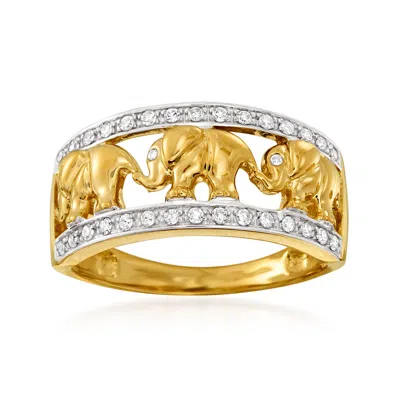 Ross-simons Diamond Elephant Motif Ring In 14kt Yellow Gold In White