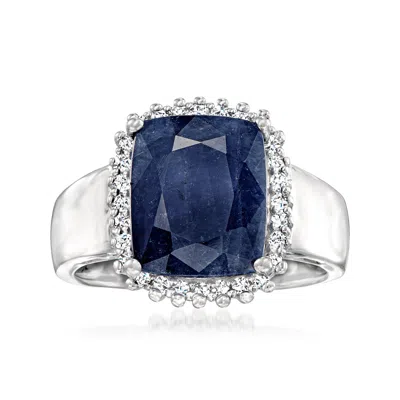 Ross-simons Sapphire And . White Topaz Ring In Sterling Silver In Blue