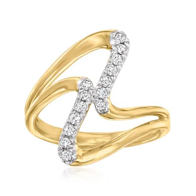 Ross-simons Diamond Double-wave Ring In 18kt Gold Over Sterling In White