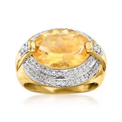 Ross-simons Citrine Ring With White Topaz Accents In 18kt Gold Over Sterling In Yellow