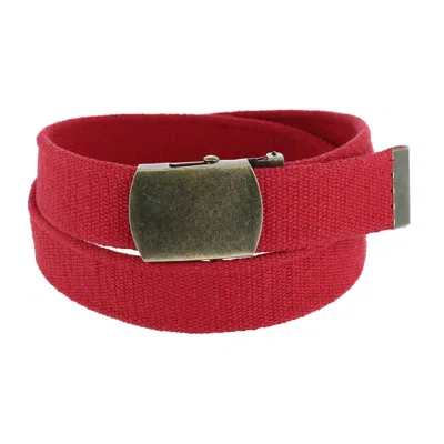 Ctm Cotton Web 1.5 Inch Adjustable Military Buckle Belt In Red
