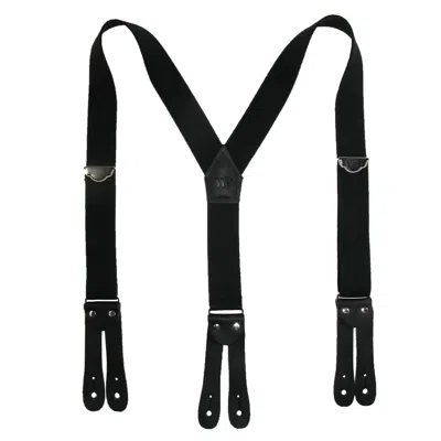 Welch Men's Elastic Button-end Y-back 1 1/2 Inch Double Face Suspenders In Black