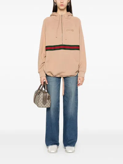 Shop Gucci Felpa Oversize In Cotone In Beige