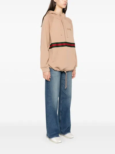 Shop Gucci Felpa Oversize In Cotone In Beige