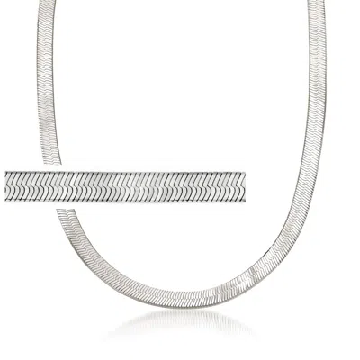 Ross-simons Italian 6mm Sterling Silver Herringbone Chain Necklace In Multi