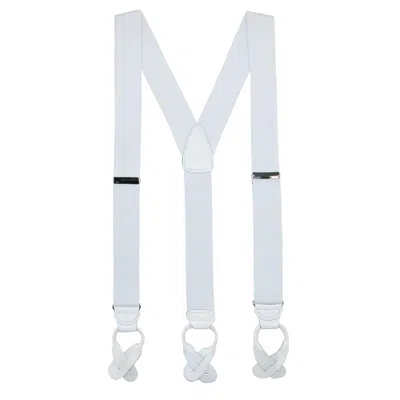 Ctm Men's Big & Tall Elastic Button End Dress Suspenders With Silver Hardware In White