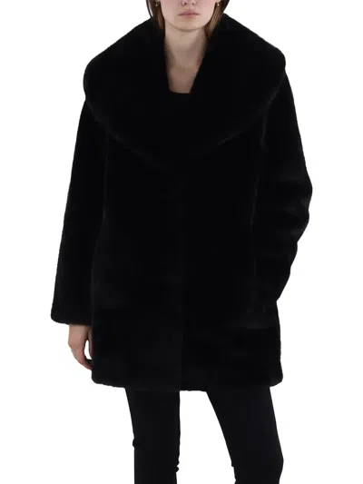 Via Spiga Womens Faux Fur Cozy Faux Fur Coat In Black