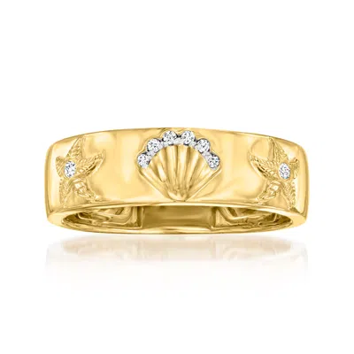 Ross-simons Diamond-accented Sea Life Ring In 18kt Gold Over Sterling In White