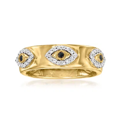 Ross-simons White And Black Diamond Evil Eye Ring In 18kt Gold Over Sterling In White