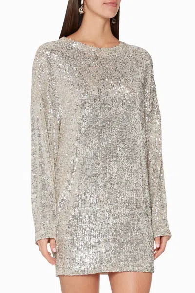 In The Mood For Love Woman Mini Dress Beige Size L Polyester In Silver
