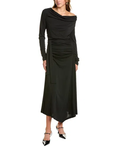 Nicholas Elysia Scarf Cowl Neck Midi Dress In Black