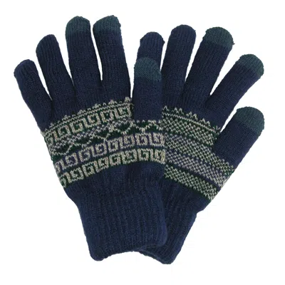 Ctm Men's Fairisle Touchscreen Gloves In Blue