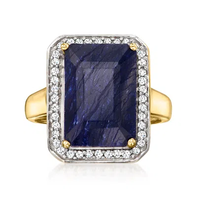 Ross-simons Sapphire And . Diamond Ring In 14kt Yellow Gold In Blue