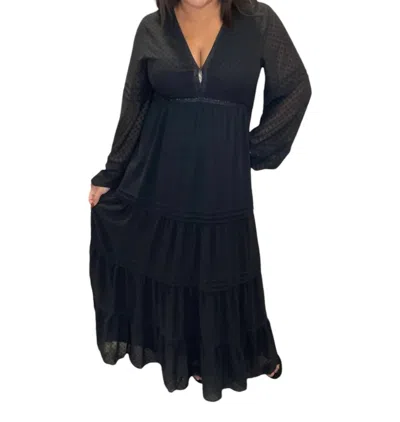 Saltwater Luxe Swiss Dot Maxi Dress In Black In Black