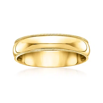 Ross-simons Men's 5mm 14kt Yellow Gold Milgrain Wedding Ring In Yellow
