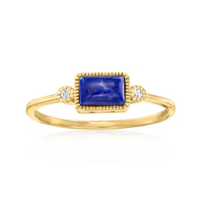 Rs Pure By Ross-simons Lapis And Diamond-accented Ring In 14kt Yellow Gold In White