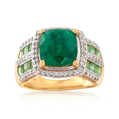 Ross-simons Emerald And . White Topaz Ring In 18kt Gold Over Sterling In Green