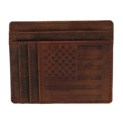 J. Buxton Men's Leather Us Flag Front Pocket Get Away Wallet In Brown