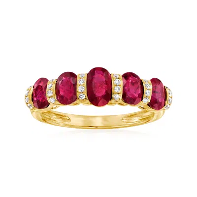 Ross-simons Ruby And .11. Ct. T. W. Diamond Ring In 14kt Yellow Gold In Red