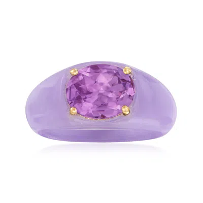 Ross-simons Amethyst And Lavender Jade Ring With 14kt Yellow Gold In Purple