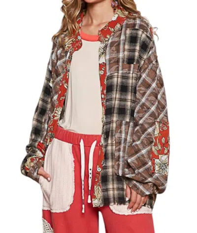 Pol I Know What Your Thinking Shacket In Red Multi In Multi