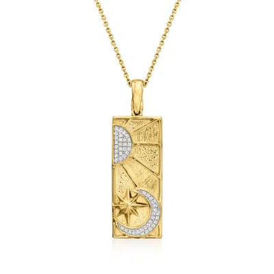 Ross-simons Diamond Celestial Tag Pendant Necklace In 18kt Gold Over Sterling In Multi
