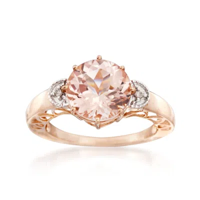 Ross-simons Morganite Ring With Diamond Accents In 14kt 2-tone Gold In Pink