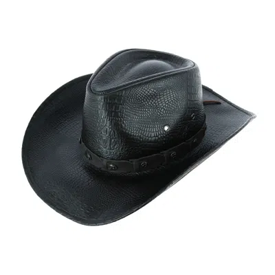 Kenny K Men's Crocodile Print Western Hat In Black
