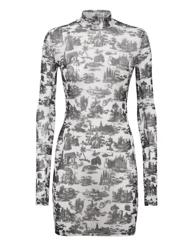 Philipp Plein Short Dress Stretch Printed Tulle En Plein Air In Multi