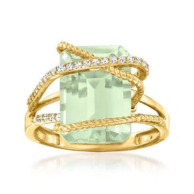 Ross-simons Prasiolite And . Diamond Ring In 14kt Yellow Gold In Green