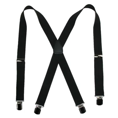 Ctm Men's Elastic With Anti Slip Pin Clip 1 1/2 Inch Solid Suspenders In Black