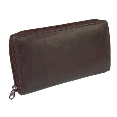 Paul & Taylor Leather Deluxe Zip Around Checkbook Cover Wallet In Brown