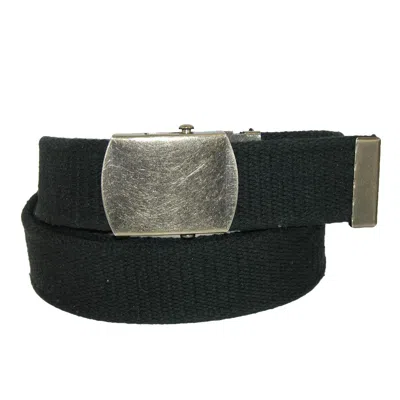 Ctm Cotton Web 1.5 Inch Adjustable Military Buckle Belt In Black