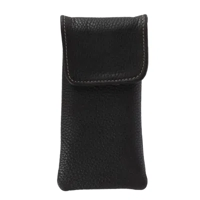Ctm Leather Eyeglass Case With Holster Clip In Brown