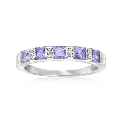 Ross-simons Tanzanite Ring With Diamond Accents In Sterling Silver In Purple