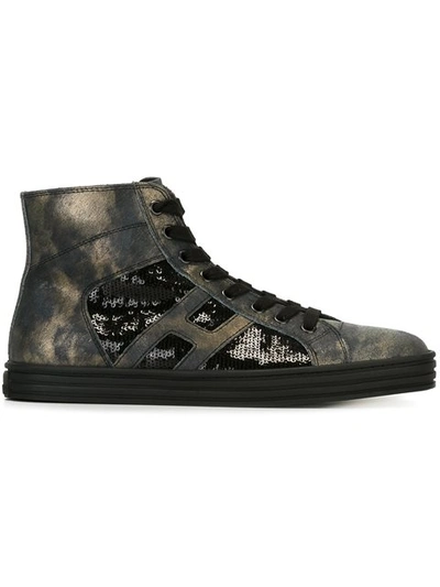 Hogan Rebel Women's Shoes High Top Leather Trainers Sneakers R141 In Black