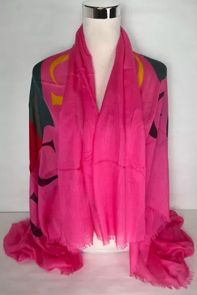 Gucci Women Bright Pink Wool/silk Grg Web Gg Logo Scarf Shawl In Bright Pink
