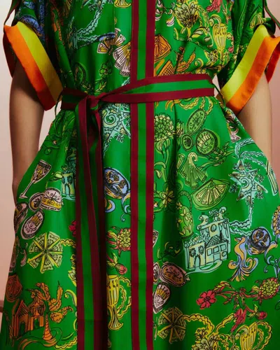 Shop Alemais Fiesta Shirtdress In Green