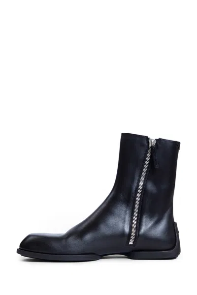Jil Sander Men Leather Zip-up Ankle Boot In Blue