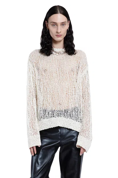 Jil Sander Cn Ls Jumper Knitwear In Beige Cotton In White