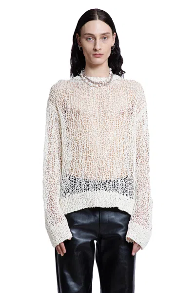Jil Sander Cn Ls Jumper Knitwear In Beige Cotton In White