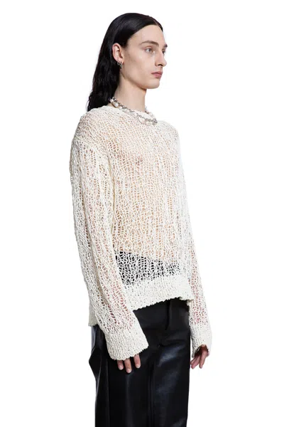 Jil Sander Cn Ls Jumper Knitwear In Beige Cotton In White