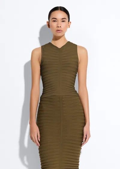 Lapointe Viscose Wide Ribbed Tank Top In Dark Olive